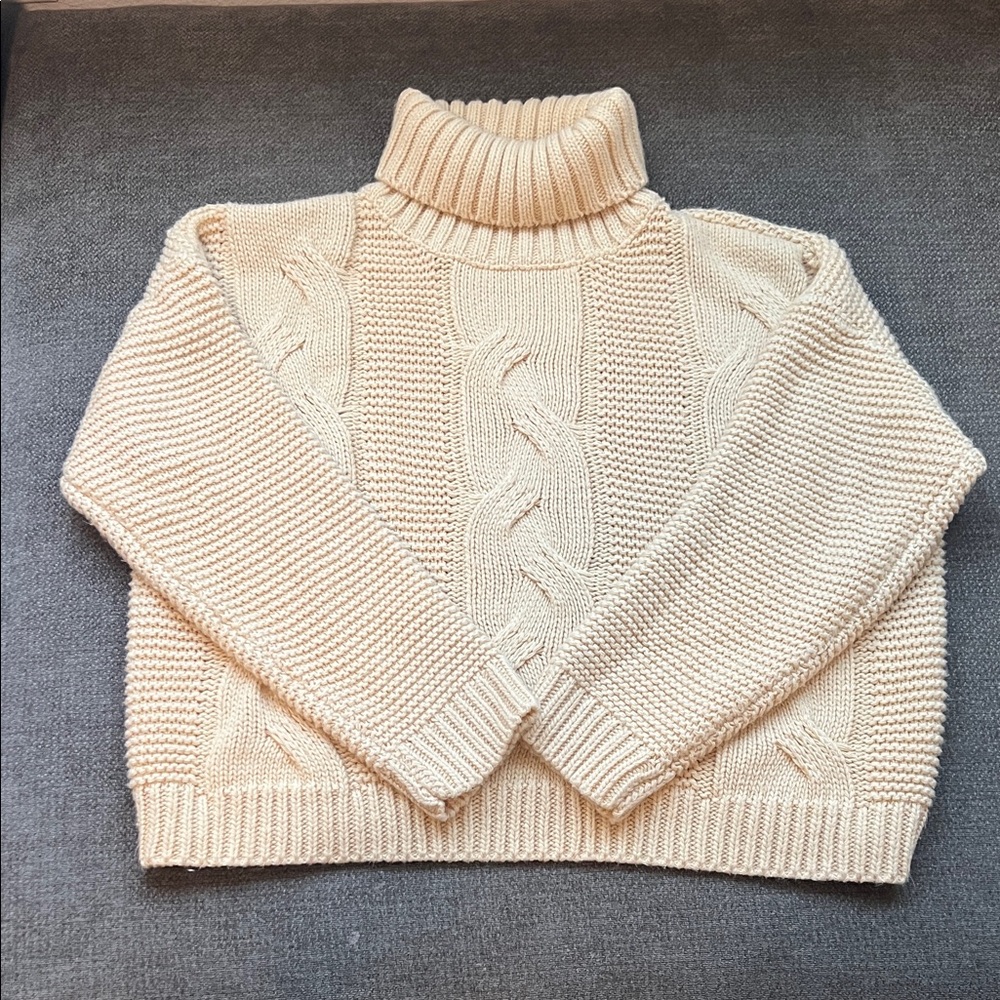 Lulu's Cream Cable Knit Turtleneck Sweater